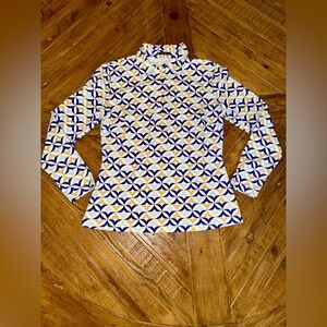 J. McLaughlin pullover long sleeve top / geometric mosaic print - small / nice!